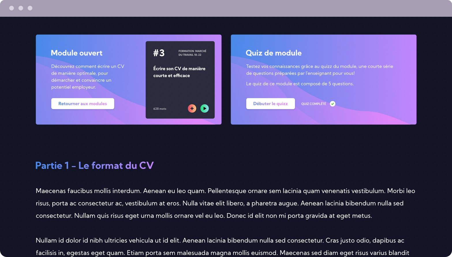 Aperçu de la plateforme BWW Edu
