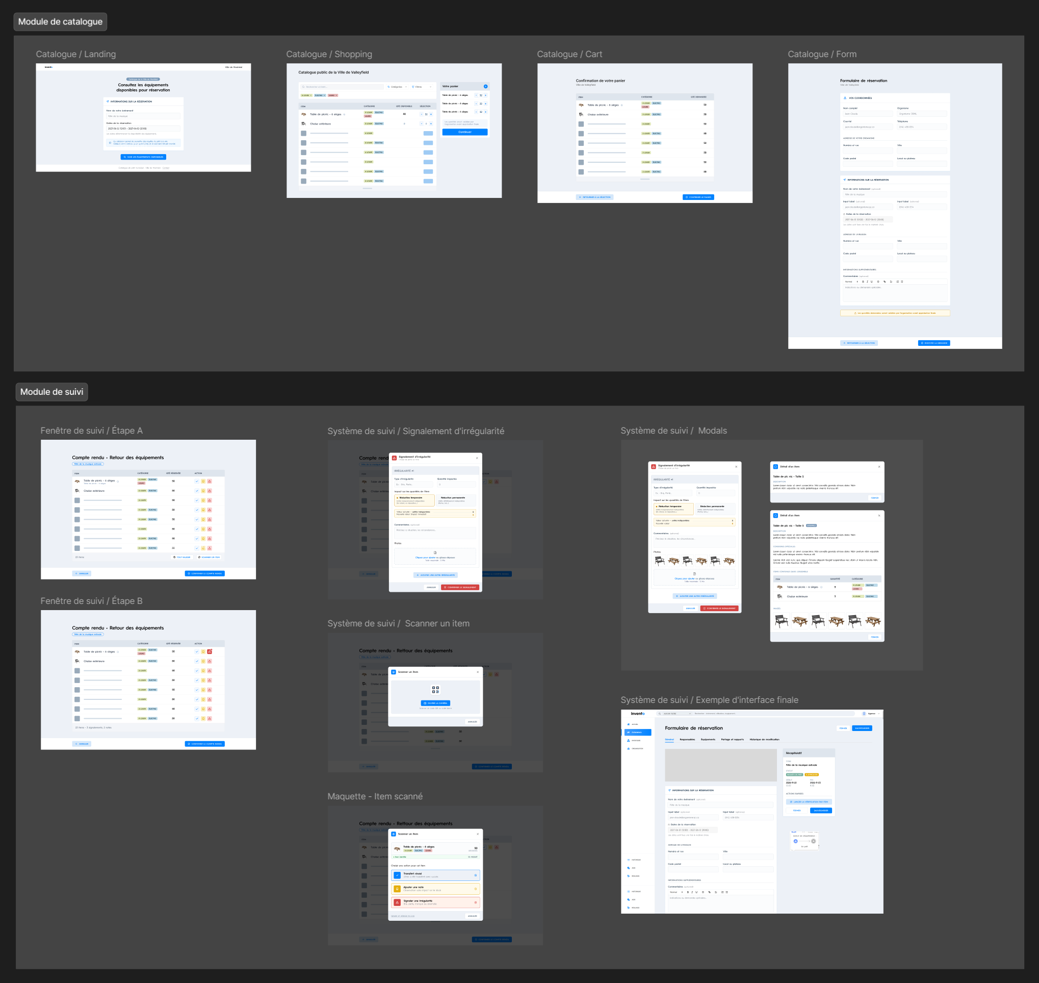 Composants et patterns du design system Invento