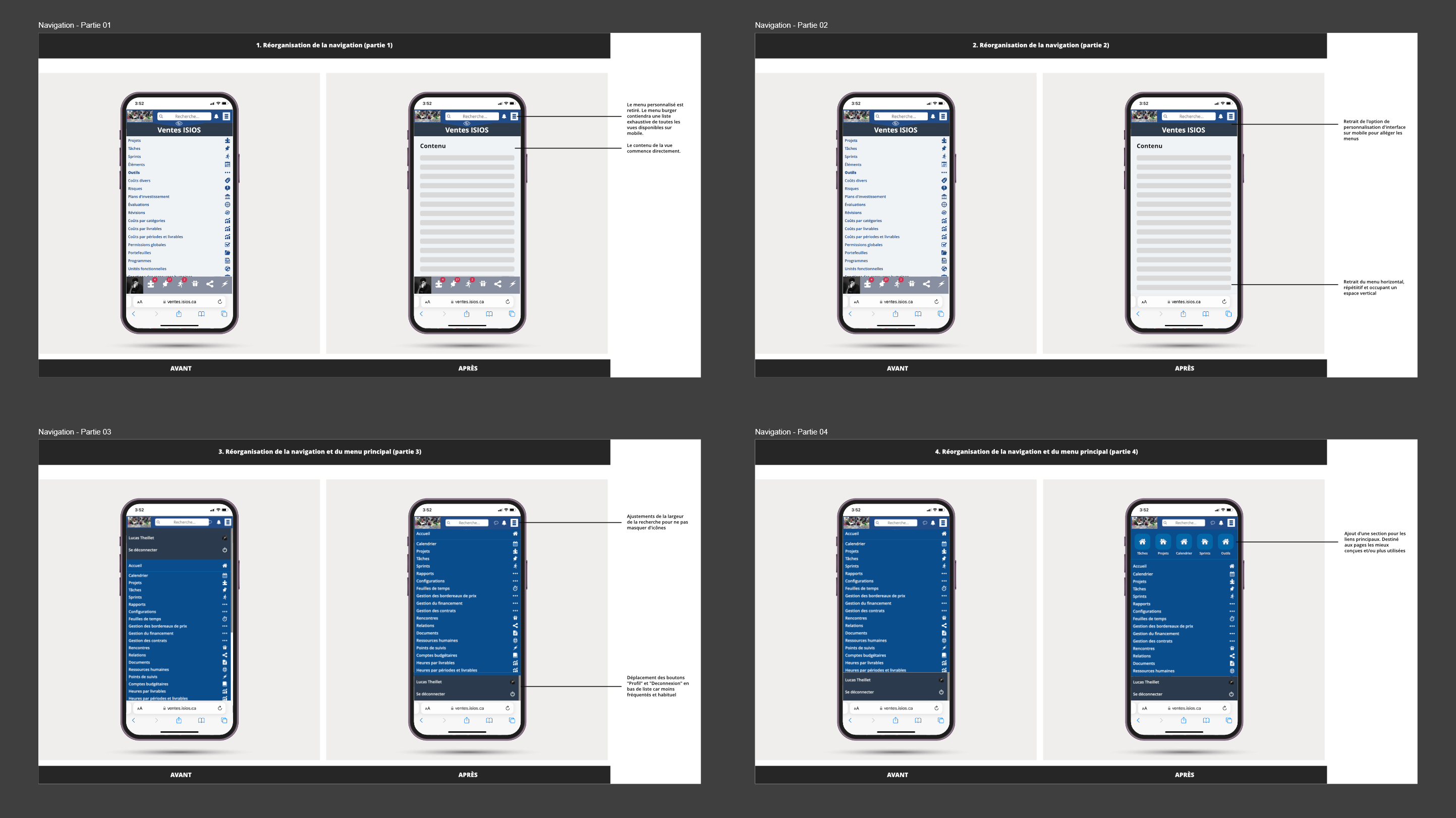 Redesign d'interfaces mobiles d’ISIOS