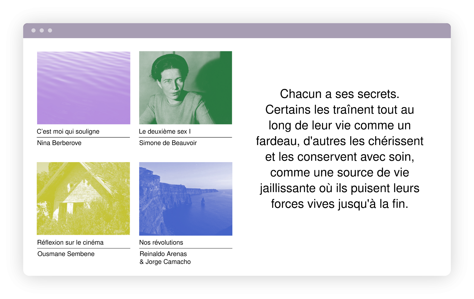 Interface de la plateforme Pavillons
