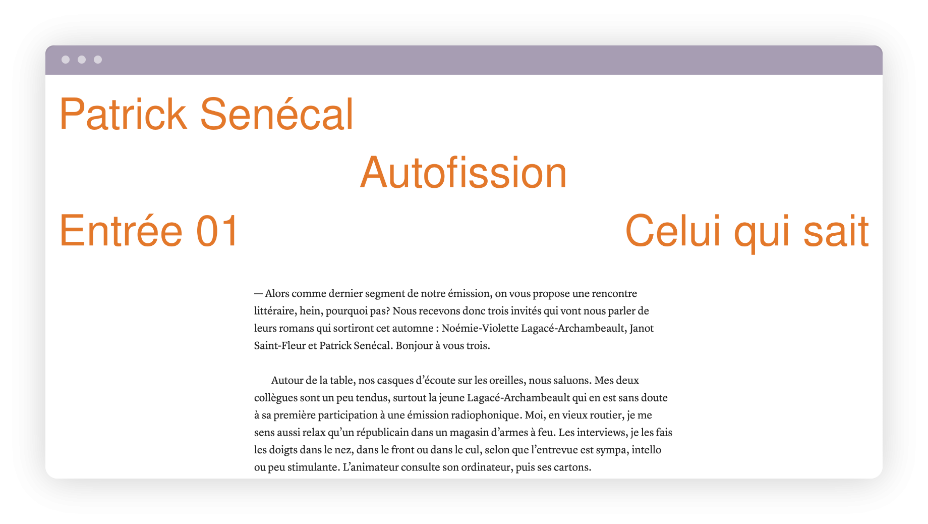 Lecture d'un feuilleton sur Pavillons